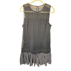 Abercrombie & Fitch Dress Size 10 Blue Sheer Sleeveless‎ Houndstooth Hem